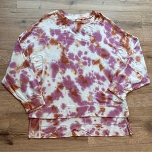 JoyLab Pink Orange Tie Dye High Low Oversized Crewneck Sweatshirt Women Medium